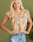 Mikayla Floral Ruffled Sleeveless Tank Top