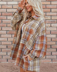 Plaid Colorblock Patchwork Snap Buttoned Shacket