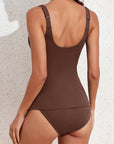 Ribbed Scoop Neck Ruched Tankini