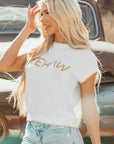 YEEHAW Stitch Edge Crew Neck Sweater Top