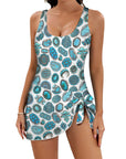 All Turquoise Skirted Swimsuit