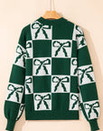 Checker Bow Crewneck Sweater