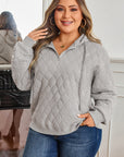 Plus Size Solid Quilted Quarter Zip Hoodie