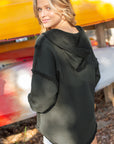 Arya Exposed Seam Raw Edge Hoodie with Pockets