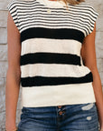 Stripe Sleeveless Sweater Top