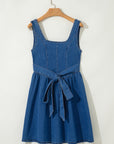 Emily Square Neck Bowknot A-line Denim Dress