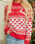 Christmas Reindeer and Heart High Neck Sweater