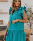 Azalea Tiered Ruffled Sleeves Mini Dress with Pockets