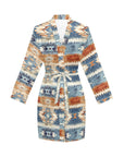Aztec Women's Long Sleeve Belted Satin Feel Dressing Lounge Robe