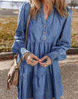 Vivian Buttoned Tiered Denim Mini Dress