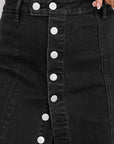 Emberlynn Button Fly Side Split High Waist Denim Midi Skirt