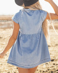 Laney Lapel Neck High Waist Denim Babydoll Dress