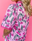 Floral Lace Frilled V-Neck Blouse