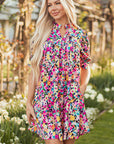 Hadlee Floral Puff Short Sleeve V Neck Mini Dress