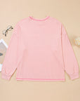 Plus Size Solid Ribbed Reverse Seam Chest Pocket Top
