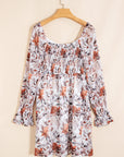 Floral Sweetheart Neck Long Sleeve Mini Dress