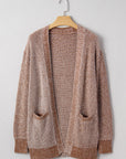 Solid Knit Open-Front Pocketed Cardigan