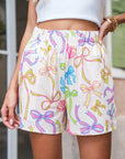 Bow Elastic Waist Pocketed Shorts