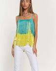 Fringe Overlay Cross Straps Party Cami Top
