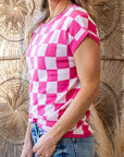 Checker Cap Sleeve Sweater