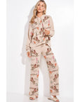 Desert Cowgirl Print Rib Hoodie Loungewear Set