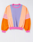 Orchid Petal Colorblock Patchwork Drop Shoulder Top