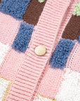 Checker Button Front Cardigan