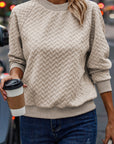 Amy Textured Raglan Sleeve Pullover Sweatshirt