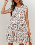 Darcy Leopard Ruffled Keyhole Back Mini Dress