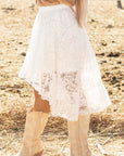 Melany Ruffled High-low Hem Midi Skirt