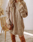 Cable Knit Drop Shoulder Sweater Dress