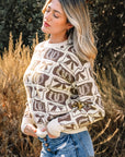 Sofia Western Fashion Print Sweater