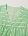 Stripe V-Neck Ruffle Tiered Dress