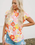 Judith Multicolor Flutter Sleeves Floral Blouse