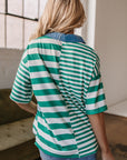 Ari Stripe Half Buttons Top