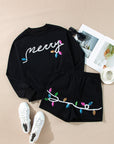 Christmas Merry Sequin Pullover and Shorts Set