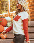 Colorblock Patch Pocket Drop Shoulder Sweater
