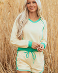 Wren Long Sleeve Pullover and Drawstring Shorts Outfit