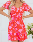 Kayla Floral Sweetheart Neck Dress