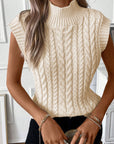 Sylvia Cable Knit High Neck Sweater Vest