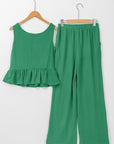 Teresa Ribbed Ruffle Tank Top and Pants Set