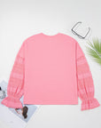Brielle Lace Ruffled Sleeve Patchwork Loose Sweatshirt