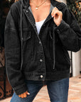 Sage Pocket Drop Shoulder Hooded Denim Jacket