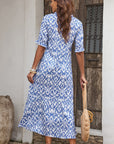 Remy V Neck Casual Geometric Print Maxi Dress