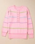 Miriam Stripes Baggy Henley Sweater