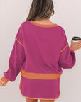 Colorblock Long Sleeve Top and Skort Set