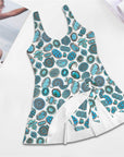All Turquoise Skirted Swimsuit