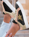 Clare Gold Glitter Star Lace-up Sneakers