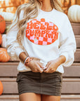 Halloween Pumpkin Terry Patched Pullover Sweatshirt