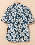 Floral Puff Sleeve Buttoned Shirt